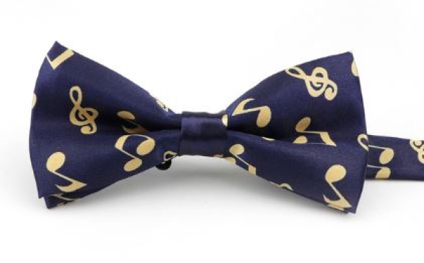 Stoff Fliege dunkelblau Noten bow tie